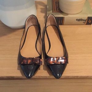 J. Crew Black Patent Leather Bow Flats 7.5